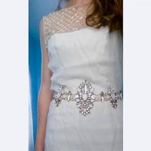 *Vintage Miss Elliette 60s White Beaded Chiffon Shift Dress*